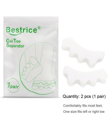 Bestrice Gel Toe Separator: Toe Spacers for Sports, Yoga, Running | Bunion Pain Relief, Toe Straightener, Achilles Stretcher | Pure White (1 pair) - Buy Online on GoSupps.com