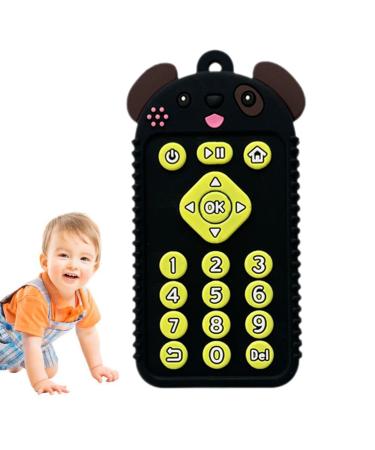 Silicone bite toys baby silicone bite rings chewable silicone toys pedagogical remote-controlled bite rings sensory toys chewable cubes for boys girls small children in old black
