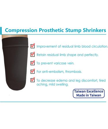 JianiMed Above Knee Prosthetic Stump Shrinkers - 35cm Compression Amputee Socks 20-30 mmHg Daily Use Taiwan Excellence 3XL Black - International Shipping Available - Buy Online on GoSupps.com
