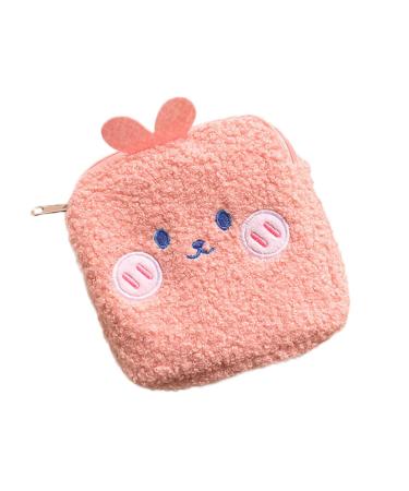 KALLORY Bunny Coin Purse 1pc Napkin Pack Cute Toiletry Bag Plush Purse Diaper Organizer Bag Zipper Storage Bags Menstrual Pad Bag Pad Pouch Mini Storage Bag Girl Plush Rabbit Coin Pouch