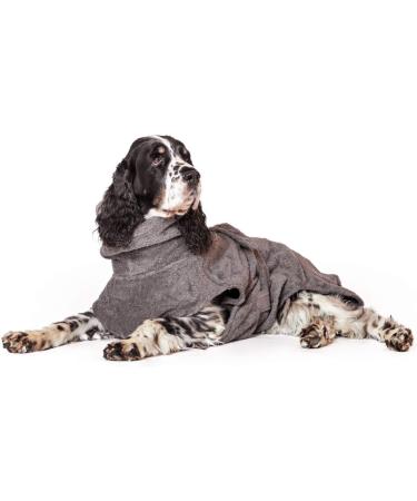 Lills Dog Waded 100% Organic Cotton Bathrobe - Extra Absorbent Stone Gray (Size M: 55 cm Back Length) - International Shipping - Buy Online on GoSupps.com