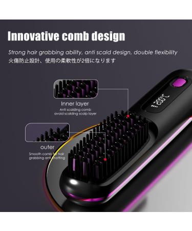 Portable Cordless Hair Straightener Brush with LED Display | Mini Ionic Straightener & Accessories for Travel - Buy Online on GoSupps.com