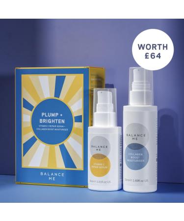 Balance Me Christmas Gift Set - Plump and Brighten Vitamin C Repair Serum + Collagen Boost - Natural/Vegan Skin Care Kit with 2 Full Size Products - Buy Online on GoSupps.com