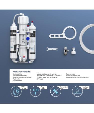Frizzlife 3-Stage Reverse Osmosis Aquarium Water Filter System - Compact for Tropical Fish & Marine - Compatible with 50/75/100 GPD Membranes - Buy Online on GoSupps.com