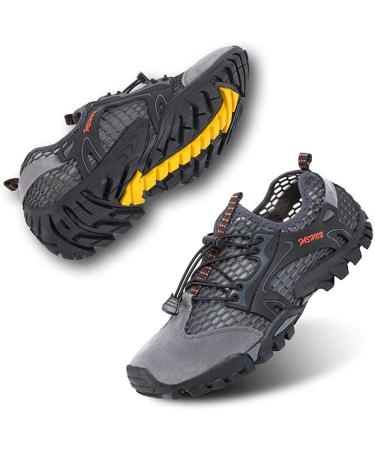 VTASQ men hiking shoes sports sandals outdoor summer hiking sandals breathing mesh trekking shoes light barefoot shoes anti-slip breathable drying 44 EU gray