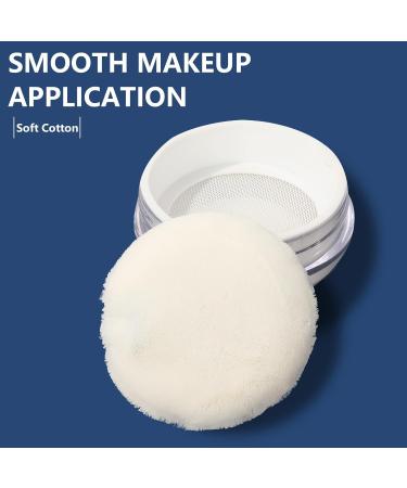 Whaline 4 Pack Velour Powder Puff - 2.9 Inch Washable Cotton Puffs with Ribbon & Case for Foundation Body & Loose Powder (White - Buy Online on GoSupps.com