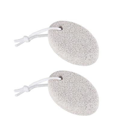 2 Pcs Portable Pumice Foot Rub Pumice Stone Oval Shape Compact and Lightweight Pedicure Exfoliating for Foot Care(White)