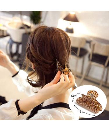 Vintage French Design Hair Claw Clips Set - 4 Pcs Tortoise Shell & Leopard Print Barrettes for Women - Buy Online on GoSupps.com