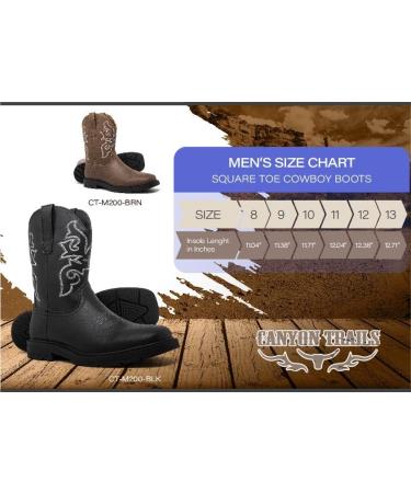 Canyon Trails Men's Square Toe Cowboy Boots | Embroidered | Durable Western Work Rodeo | Size 10 | Black - Buy Online on GoSupps.com