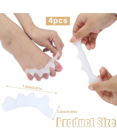 Silicone Toe Spacers & Corrector Set - 4 Pairs (White) | Toe Stretcher for Men & Women, Bunion Relief, Hammer Toe Straightener, Plantar Fasciitis Support - Buy Online on GoSupps.com