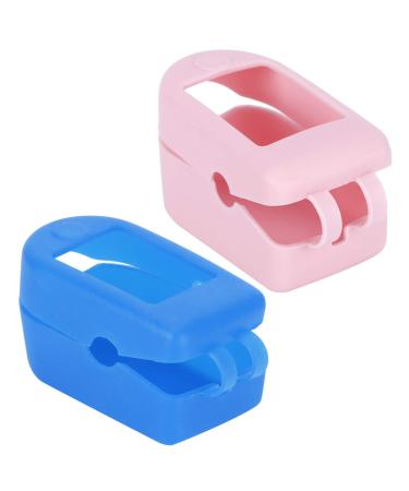 Oximeter Case Storage Protector Travel Blood Oxygen Silicone Home Cover Monitor for 2Pcs Holder Case Symbol Signs (Blue+) Blue+pink