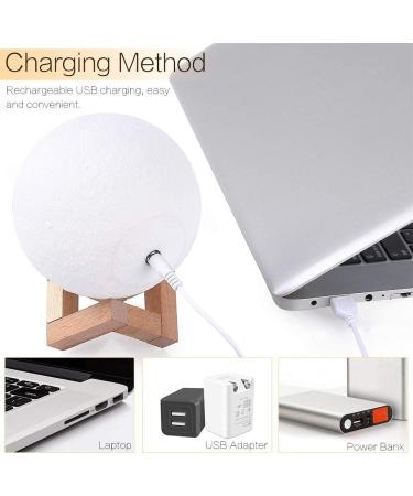 AGM 3D Moon Lamp 15cm - USB Rechargeable Touch Night Light with Wooden Stand | 5.9 Inch | Perfect for Bedrooms | 2 Colors - Buy Online on GoSupps.com