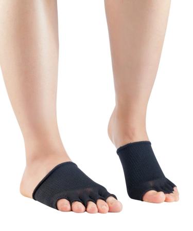 Knitido Dr. Foot Hallux Valgus Toe Warmers Foot Warmers to Support Bunions Open Toes 41-46 Black (001)