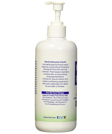 Kiss My Face Anti-Stress Woodland Pine & Ginseng Shower Gel - Rejuvenate with Olive Oil, Aloe & Vitamin E - 16oz - Buy Online on GoSupps.com