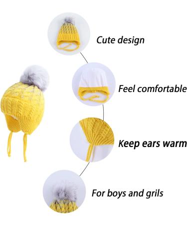 LANGZHEN Toddler Winter Hat Earflap Knit Cap - Yellow (1-2 Years) - Buy Online on GoSupps.com