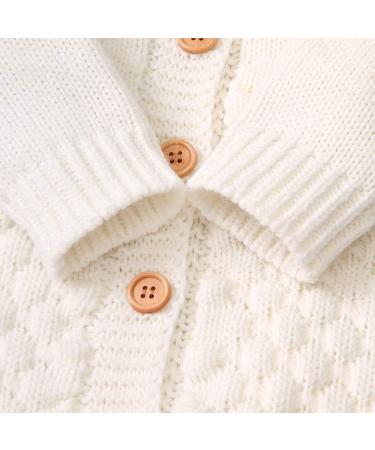 Knitted Hooded Romper Bodysuit | Baby Boy Girl Clothes | Long Sleeve Onesie 18-24 Months | Fall Winter Jumpsuit - White - Buy Online on GoSupps.com