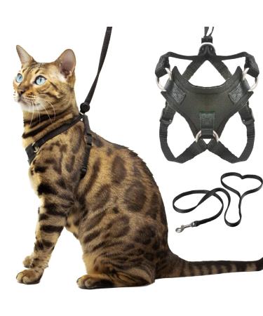 Outdoorbengal cat dishes and leash large outbreak -proof non -choking easy easy to put on adjustable soft and breathable - vest + leash for large cats (l) Large adult