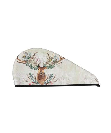 Classy Deer Microfiber Hair Towel Soft Super Absorbent Hair Towel Wrap for Women Coral Velvet Quick Dry Hair Cap for Long Curly and Thick Hair