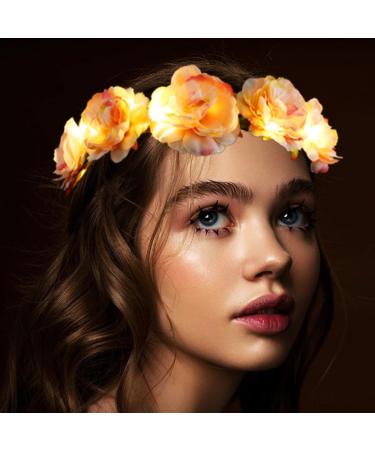 Zoestar LED Flower Crown Headbands Light Up Hair Wreath Headband Bridal Garland Headpiece Floral Festival Headdress Hair Accessories for Women and Girls - Buy Online on GoSupps.com
