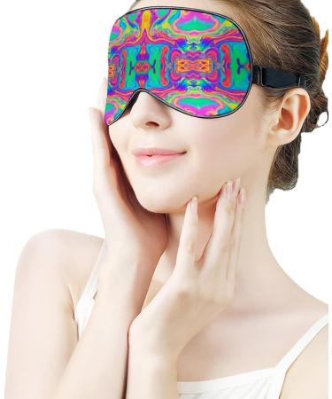 Vintage Neon Rainbow Tie Dye Sleep Mask for Women | Adjustable Eye Shades with Elastic Strap | Best Sleep Accessories - Buy Online on GoSupps.com