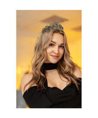 Baroque Vintage Black Crown with Crystal Accents - Perfect for Halloween & Special Occasions - Buy Online on GoSupps.com