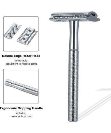 Tickas Stainless Steel Double Edge Safety Razor - Perfect Manual Mustache & Beard Removal Tool for Travel & Hotels - Buy Online on GoSupps.com