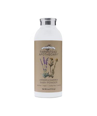 Farmstead Apothecary 100% Natural Baby Powder (Talc-Free) with Organic Tapioca Starch, Organic Chamomile Flowers, Organic Calendula Flowers, Lavender & Chamomile 4 oz 4 Ounce (Pack of 1)