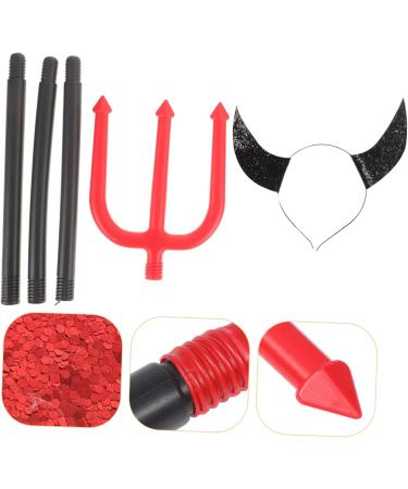 LIFKOME 2 Sets Devil's Horn Buckle Devil Tridents Prop Demon Costume Accessories Kit Devil Accessories for Halloween Costumes Make up Hair Headbands Pitch Fork Devil Costume Plastic - Buy Online on GoSupps.com