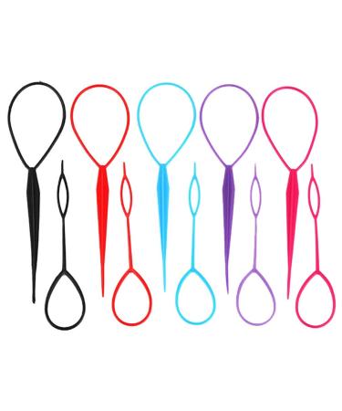 Hair Braid Accessories Ponytail Maker  5 Pairs Plastic Topsy Hair Tail Tools French Braid Accessories Loop Hair Kit for Hair Styling