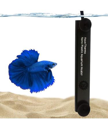 SunGrow Halfmoon Betta Heater, 10 Watts, for Small Tanks, Fully Submersible Aquarium Heater, Automatically Reaches Preset Temperature, Energy-Efficient Heating Module, Suction Cups Included