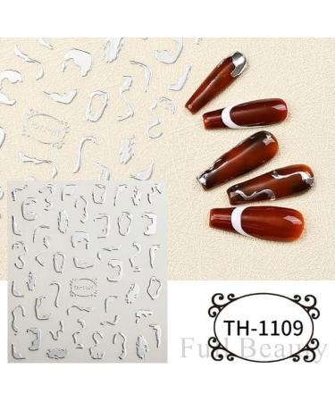 Diduikalor 3D Self-Adhesive Silver Nail Art Sticker Decal - Cute Design for Women Girls - Fashion Nail Art Decoration (4 Sheets) - Buy Online on GoSupps.com
