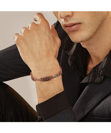 VicMAG Pure Copper Magnet Cuff Bracelet for Men | Arthritis Pain Relief Therapy | Adjustable Size | Gift Box Included - Buy Online on GoSupps.com