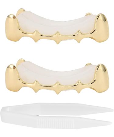 Custom Fit Vampire Hip Hop Teeth Grillz Set - Gold Dracula Teeth for Rappers & Halloween Cosplay - Buy Online on GoSupps.com