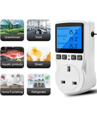 Diymore 220V Digital Temperature Controller Thermostat with Backlight LCD Screen - Ideal for Greenhouse, Farm, and Terrarium - Buy Online on GoSupps.com
