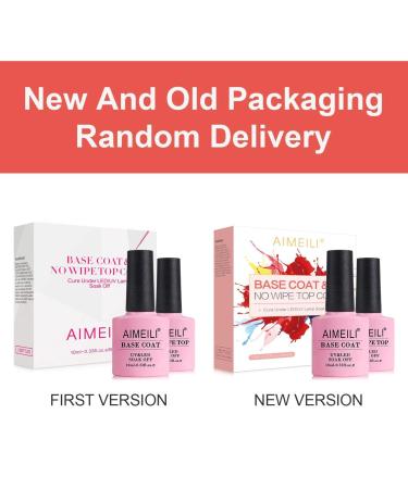 AIMEILI No Wipe Gel Nail Polish Top and Base Coat Set - 2 x 10ml | Shine Finish, Long Lasting, Soak Off Lacquer - Buy Online on GoSupps.com