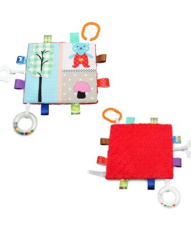 Baby Comfort Blanket with Tag Security and Teething Toys - Bear and Apple Red - Buy Online on GoSupps.com