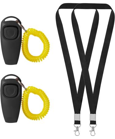 2pcs 2-in-1 Dog Whistle Training Clicker with Wrist Strap and Lanyards Multifunction Long Distance Pet Whistle Pet Recall Training Tool for Sensitive Dogs Puppies(Black+Yellow Size:7.5 x 3.5 x 2cm) - Buy Online on GoSupps.com