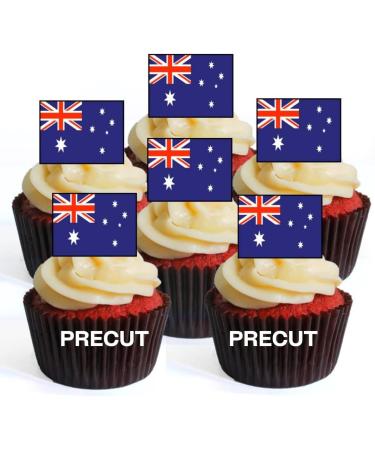 48 PRECUT Australian Flag Edible Mini Cupcake Toppers Edible Mini Cupcake Toppers - Premium Thickness SWEETENED Vanilla - Wafer Card disc Cake Decorations - Buy Online on GoSupps.com