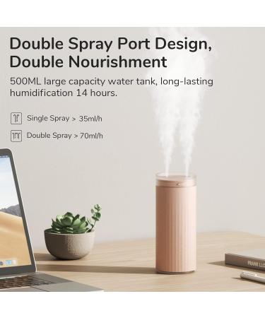 JISULIFE 500ml Small Portable Mini Cool Mist Humidifier - Quiet, Auto Shut-Off, Pink - Ideal for Bedroom, Travel, Car and Baby Bedside - Buy Online on GoSupps.com