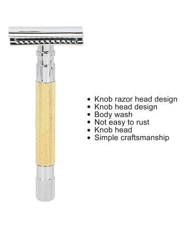 Double-Sided Zinc Alloy Safety Razor - Eco-Friendly Non-Slip Travel & Home Use for Men - Gold - Buy Online on GoSupps.com