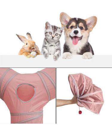 SunStyle Home 3-Way Cat Tunnel Toy with Peek Hole and Ball - Pink - Buy Online on GoSupps.com