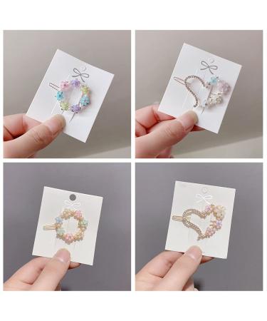 7Pcs Rhinestone Flower Hair Clips and Heart Shape Pins Set for Women - MGPFERD Girl Bangs Clips Hair Accessories - Buy Online on GoSupps.com