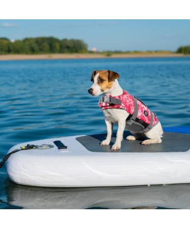 Emust Dog Chimney: Reflective Adjustable Buoyant Swim Vest with Rescue Handle - New Pink Camouflage - Buy Online on GoSupps.com