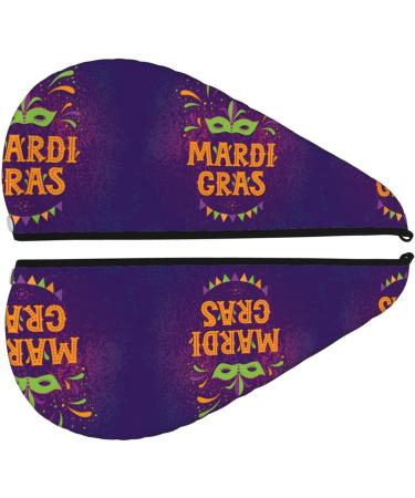 Hair Towel Wrap - Quick-Dry Hair Turban with Button | Mardi Gras2 - Perfect for Fast Drying & Easy Use - Buy Online on GoSupps.com