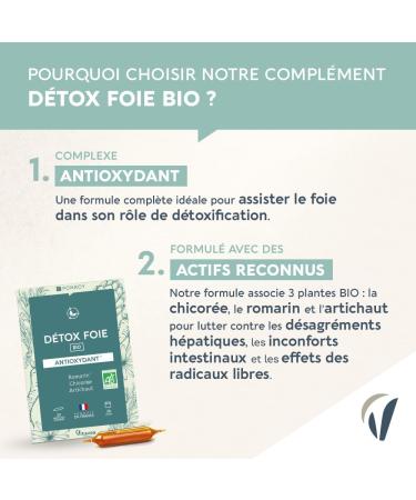 Yves Ponroy Organic Liver Detox - Draining Food Supplement - Made from Rosemary Chicory and Artichoke - Antioxidant - 20 Ampoules - 20 Day Cure - Made in France - Buy Online on GoSupps.com