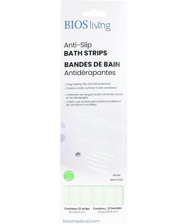 BIOS Living Self Adhesive Anti-Slip Strips Clear 12 Pack 10 (25.4 cm) Easy to Install Vinyl Helps to Prevent Slips and Falls in Bathtubs and Showers Adds Traction and Grip - Buy Online on GoSupps.com