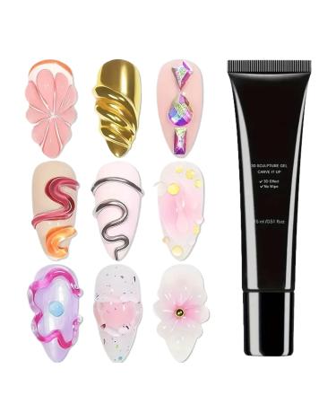 Generisch 3D Nail Gel 15ml Modeling Glue Nail Art Manicure Accessory Powder Carving Chrome Stones for Home Salon