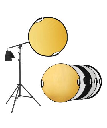 Selens Photography Reflector Holder Stand Kit, 32in / 80cm 5-in-1 Collapsible Light Reflectors with Swivel Boom Arm Stand and Sandbag for Photo Video Studio Lighting