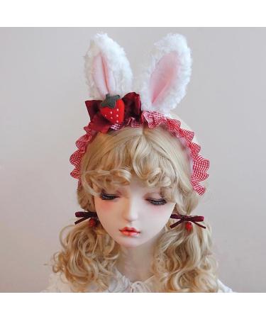 amangul Cosplay Ear Hair Hoop with Strawberries&Bowknot Decor Woman Makeup Headband for Carnivals Taking Photo Hairband(Red) - Buy Online on GoSupps.com