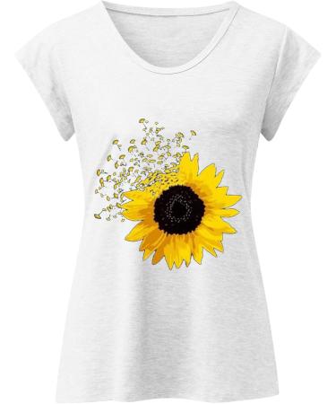 Short Sleeve T Shirts Clothing Woman T-Shirt Casual Black Clothing Top Women's Floral Pattern for Women Crop Tops Shirt Shirts Top Women's Summer Tank Top 5-white L - Buy Online on GoSupps.com